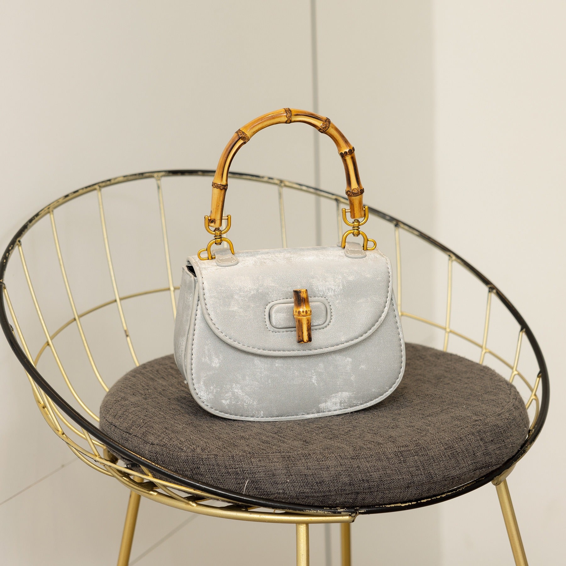 Western style bamboo joint handbag versatile commuting bag single shoulder crossbody saddle bag eprolo