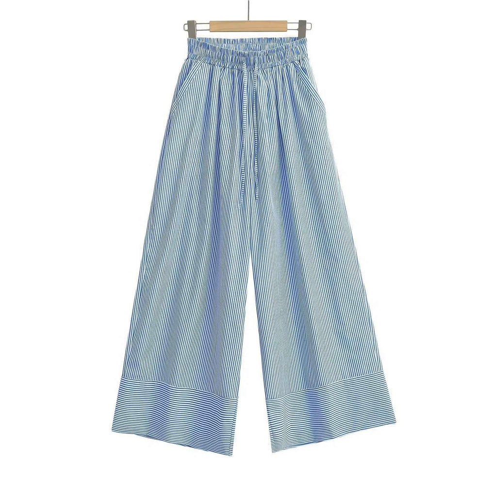 Striped wide leg pants for women