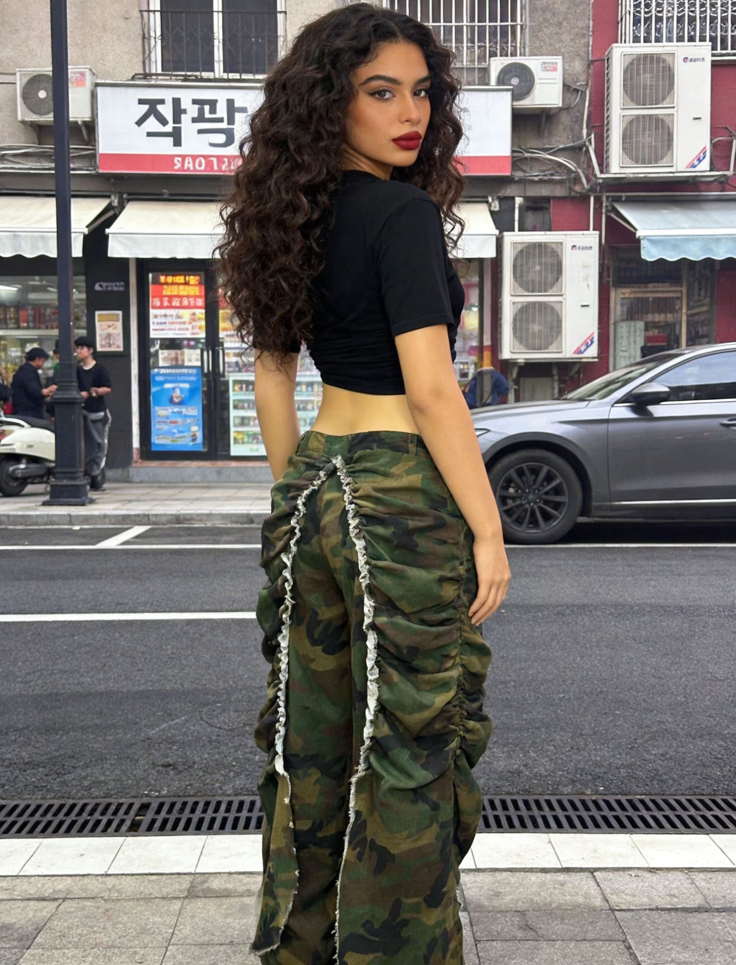 High-Waist Jeans for Women, Fashionable and Unique Pleated Brushed Edge Straight Leg Pants eprolo