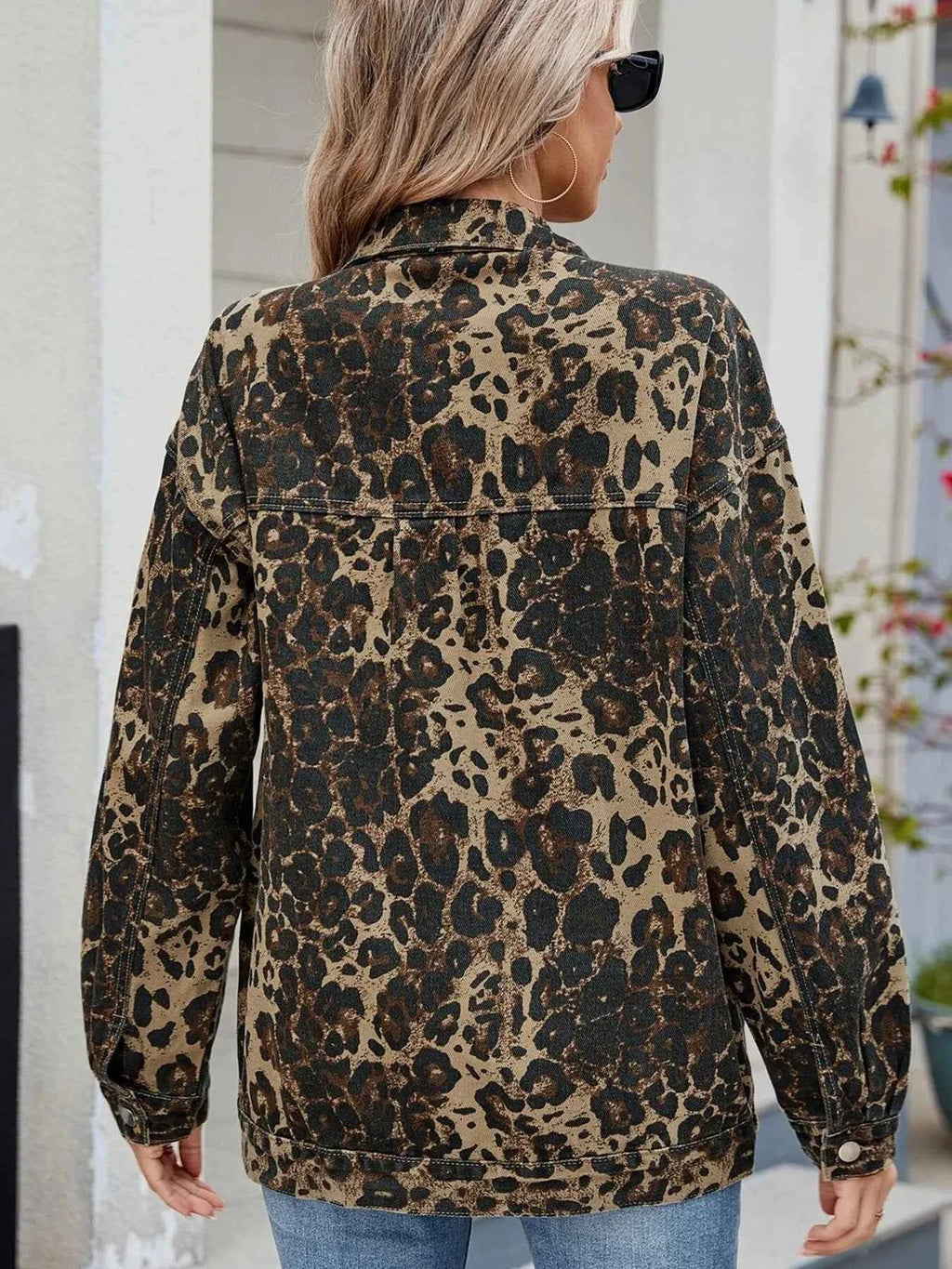 Leopard Print Oversized Denim Jacket.