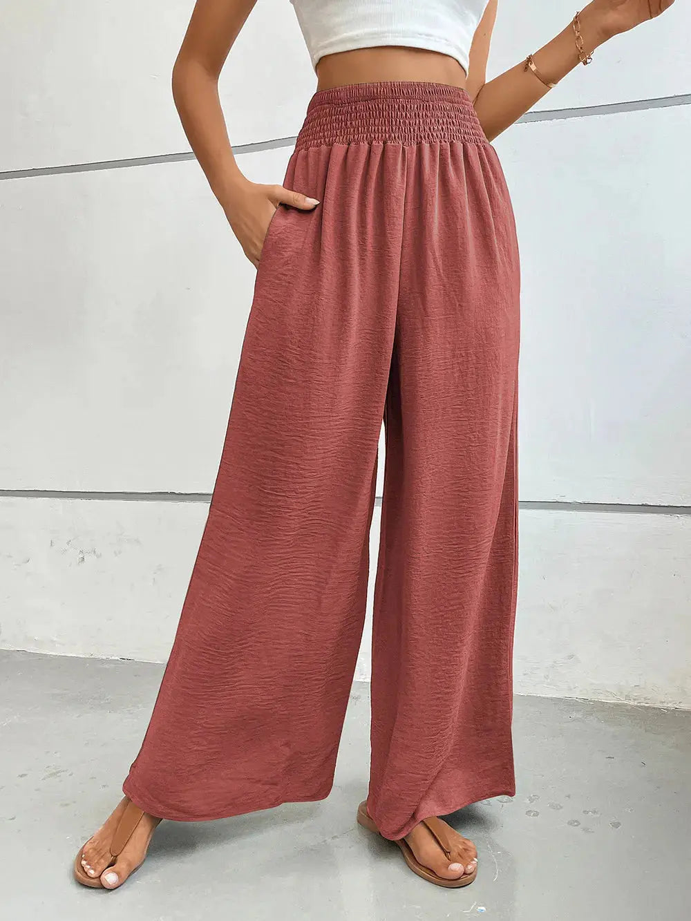 Perfee Wide Leg Pants with Pockets - CHIC TB