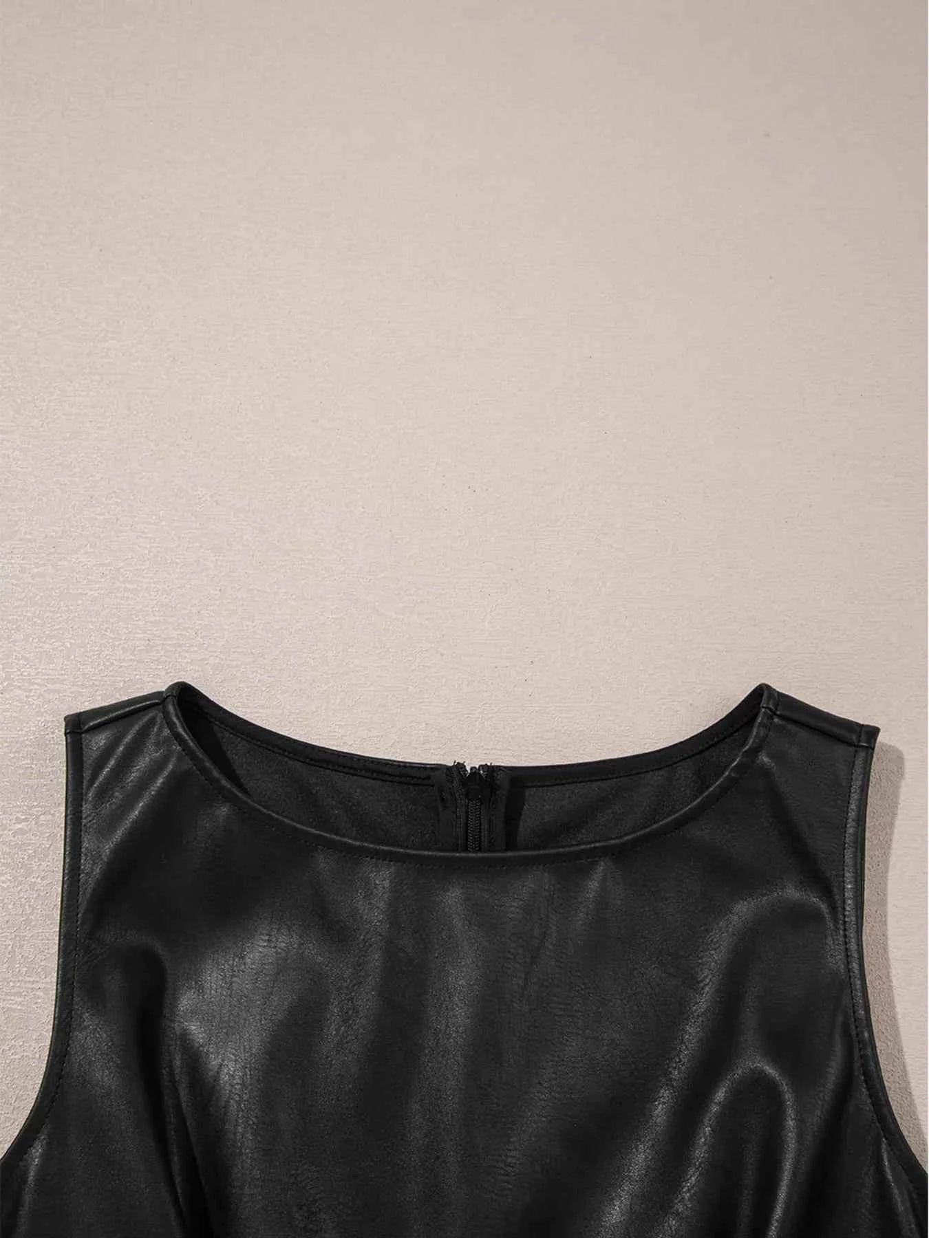 Vegan Leather Sleeveless Mini Dress
