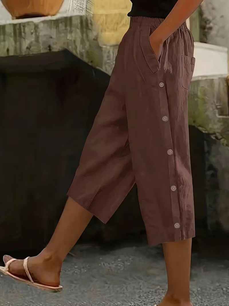 Solid-color High-waist Casual Pants Womens Loose-fitting And Versatile