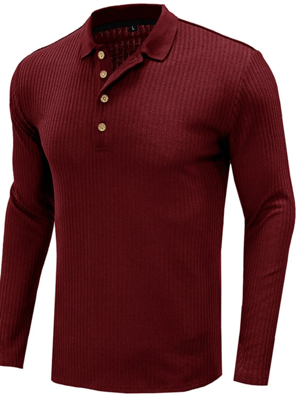 Men's Ribbed Knit Long Sleeve Polo.