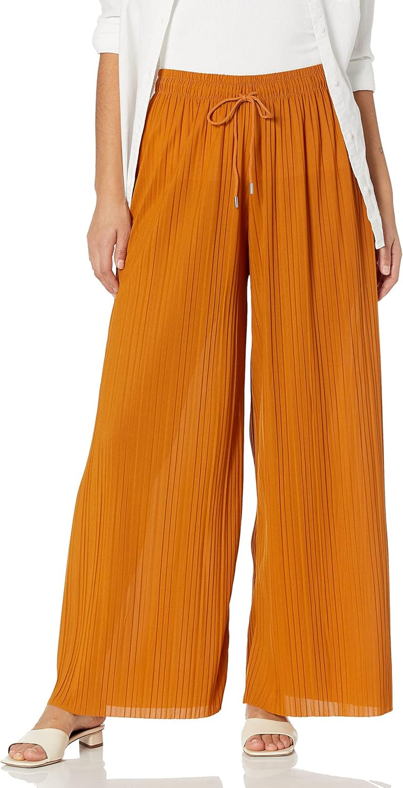 Made by Johnny Women'S Pleated Wide Leg Palazzo Pants with Drawstring