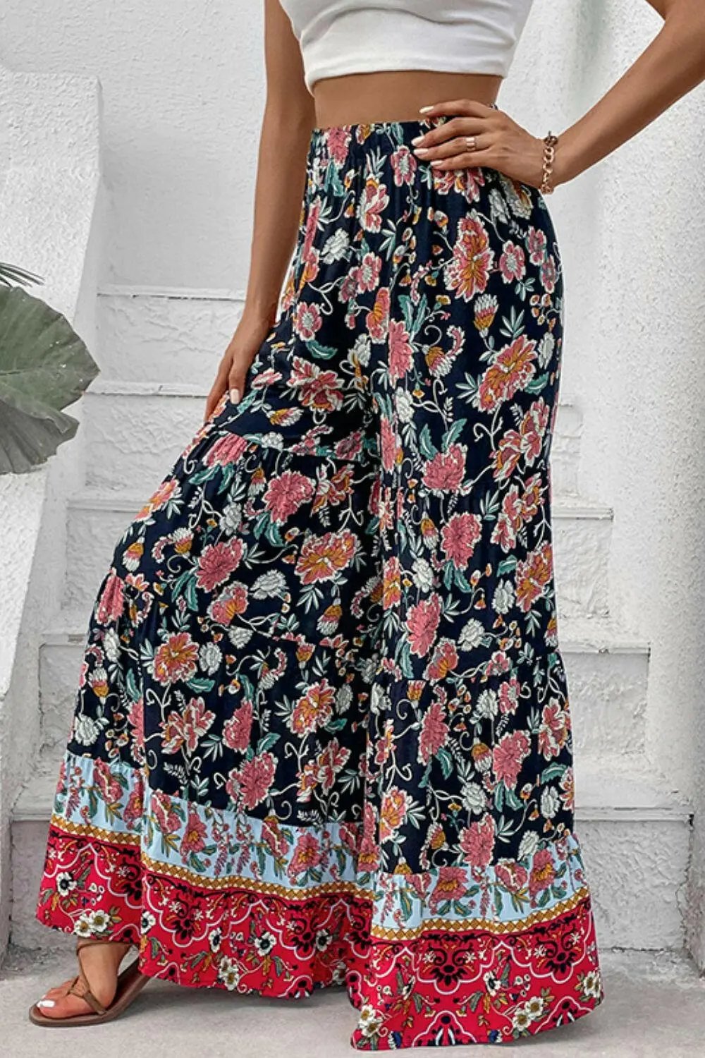 Perfee Floral High Waist Palazzo Pants.