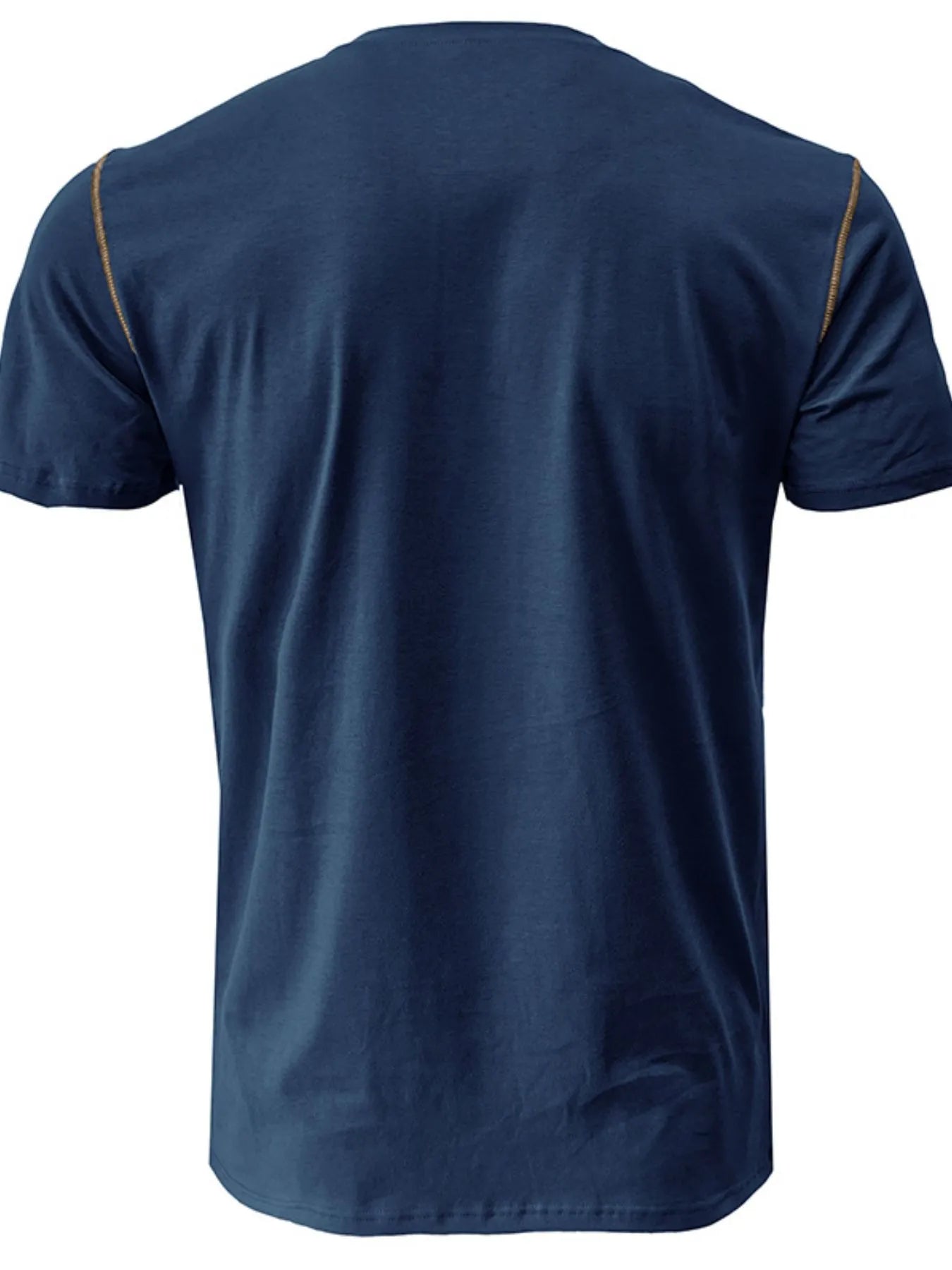 Men's Full Size Casual Henley T-Shirt with Contrast Stitching and Pocket Plus Size.