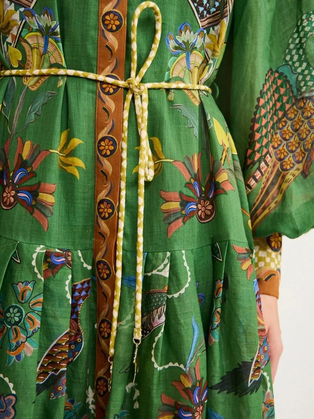 Printed Lantern Sleeve Maxi Shirt Dress.