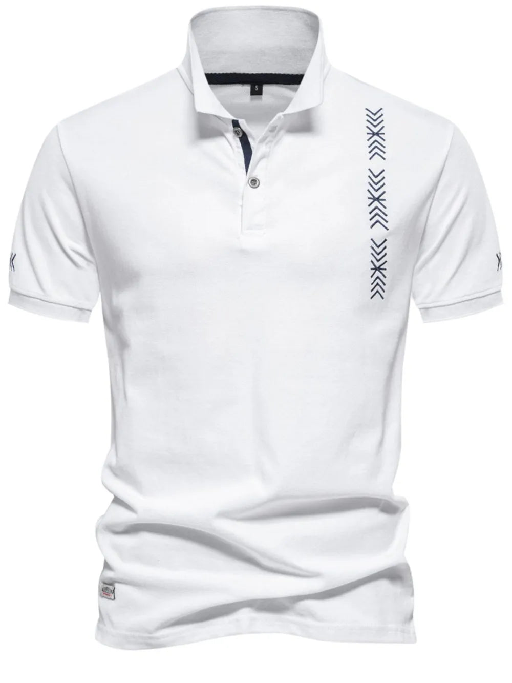 Men's Collared Neck Geometric Embroidered Polo.
