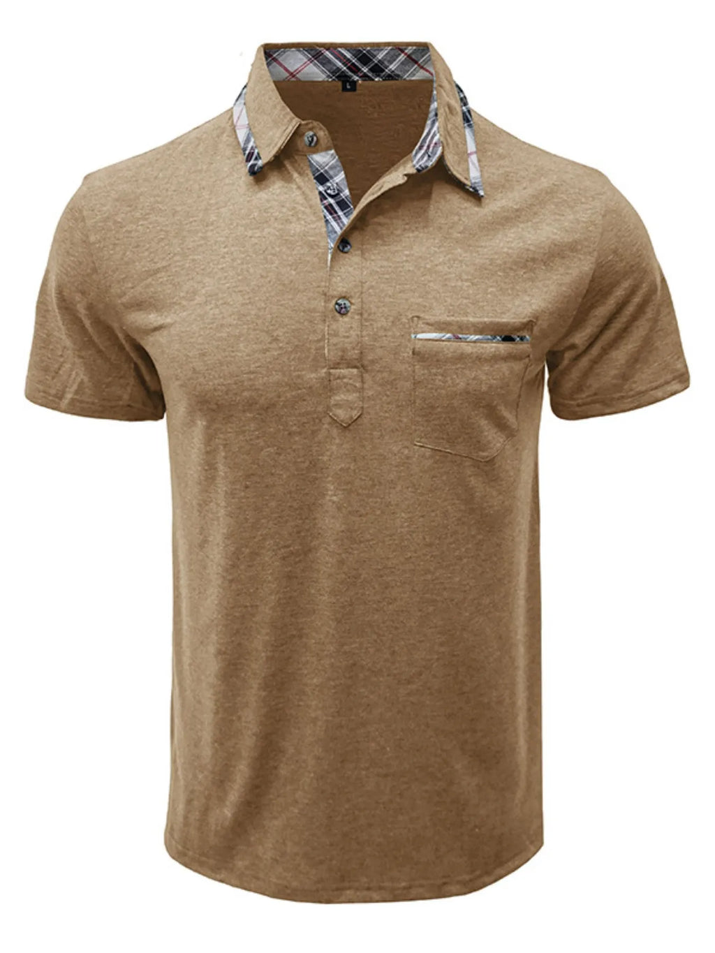 Men's Full Size Classic Plaid Collar Cotton Polo Shirt Plus Size.