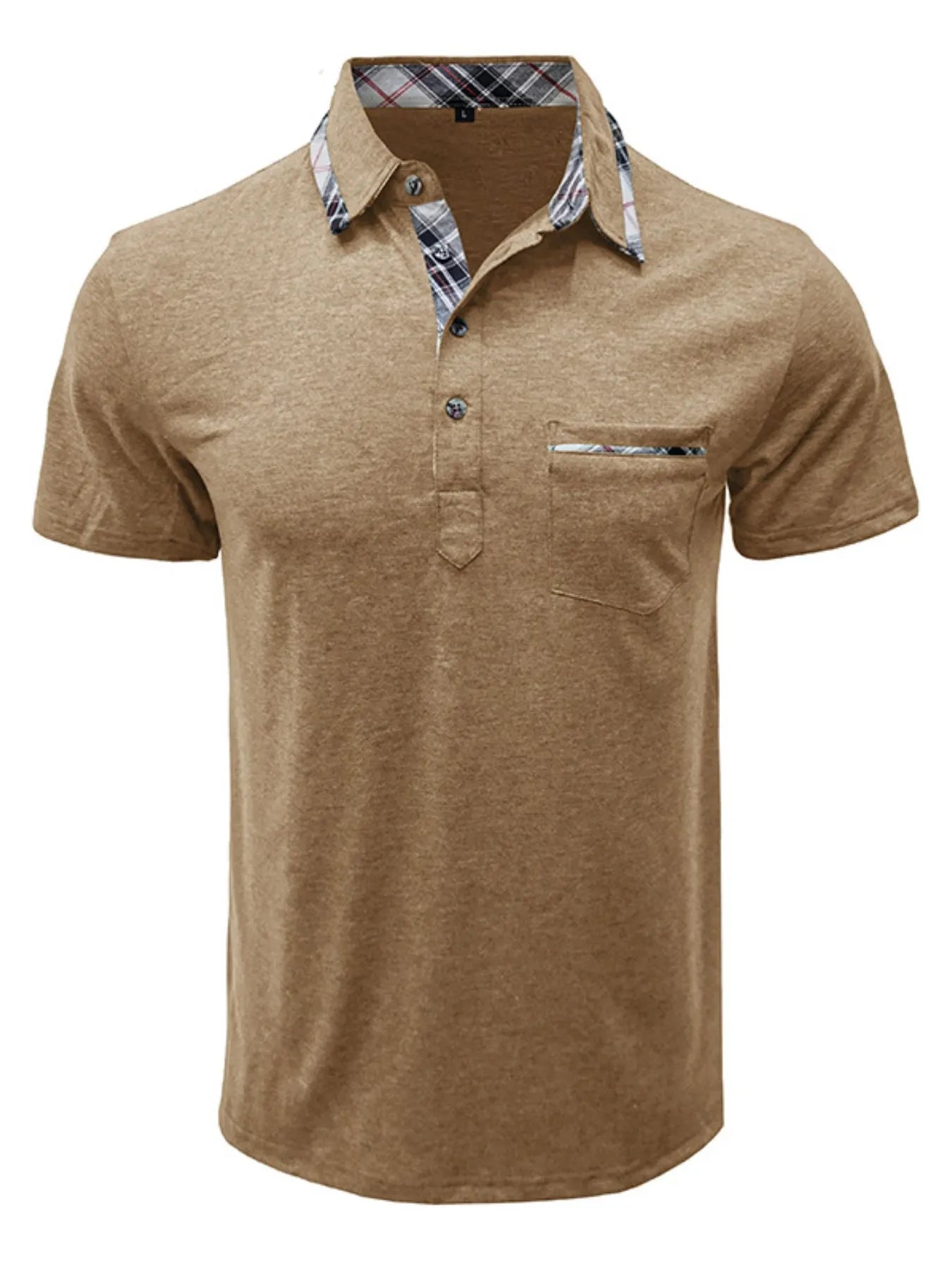 Men's Full Size Classic Plaid Collar Cotton Polo Shirt Plus Size.