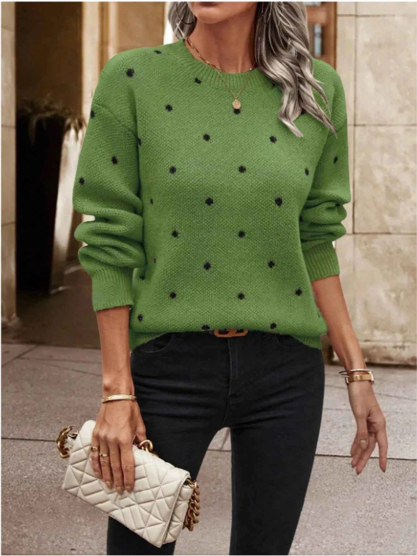 Polka Dot Long Sleeve Sweater