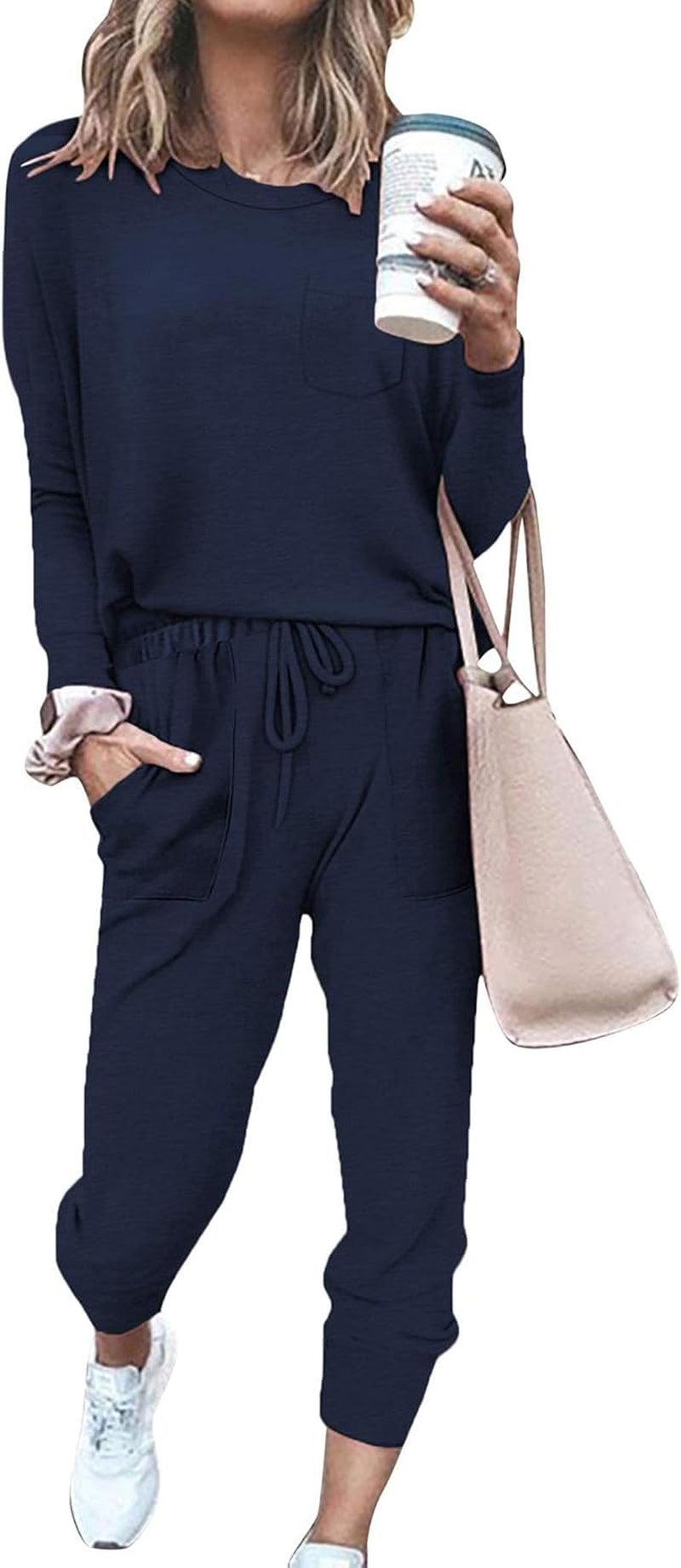 Bofell Lounge Sets for Women Two Piece Travel Outfits Sweatsuits 2 Piece Fashion 2024 Trendy Pajamas