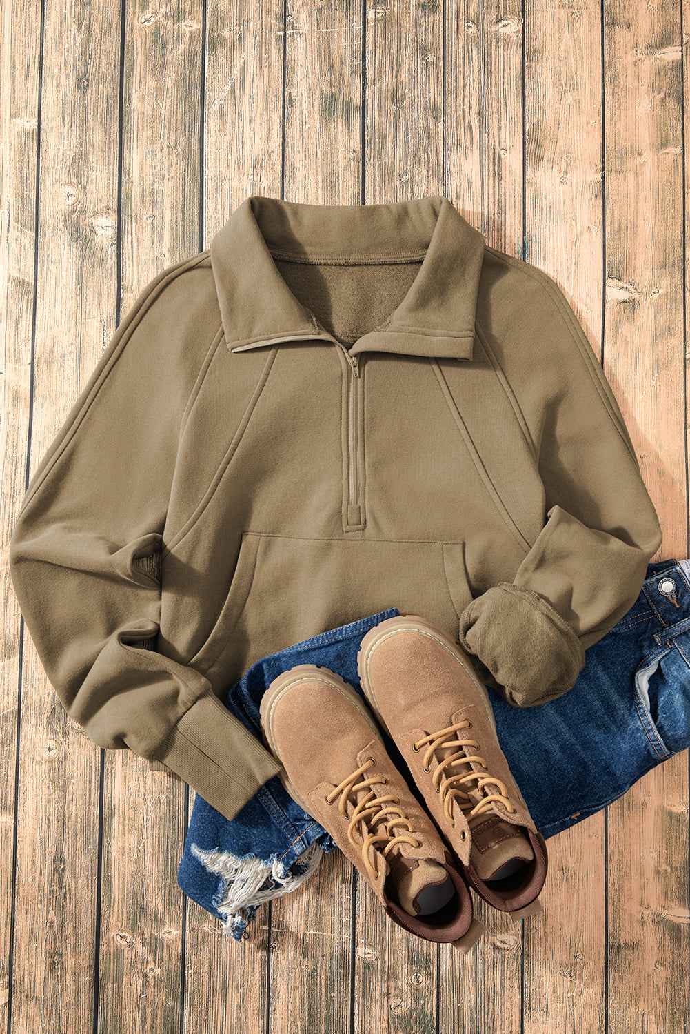 Elmwood Fleece Lined Zip Up Stand Collar Thumbhole Sleeve Sweatshirt