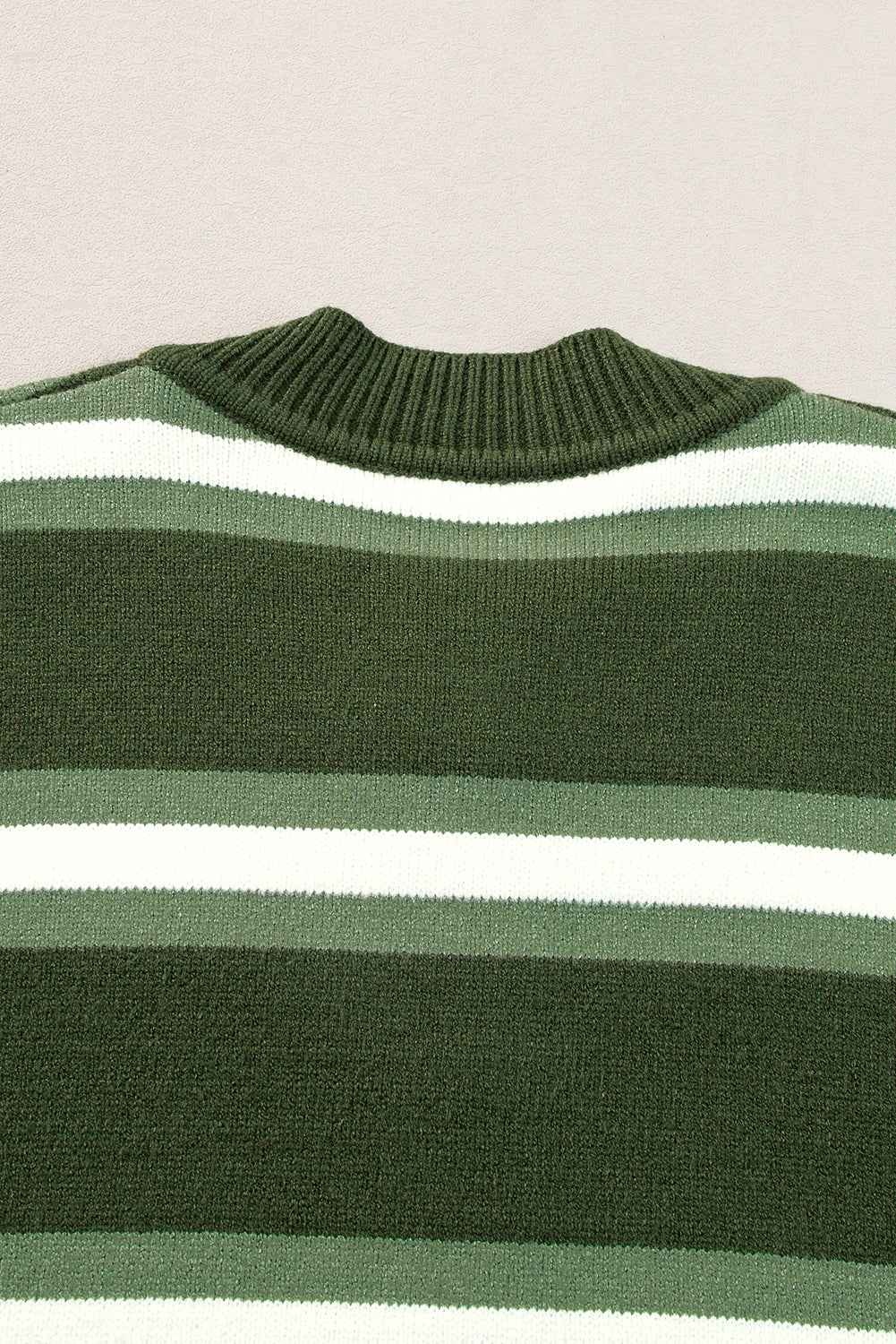 Green Stripe Drop Shoulder Buttons Cardigan Sweater