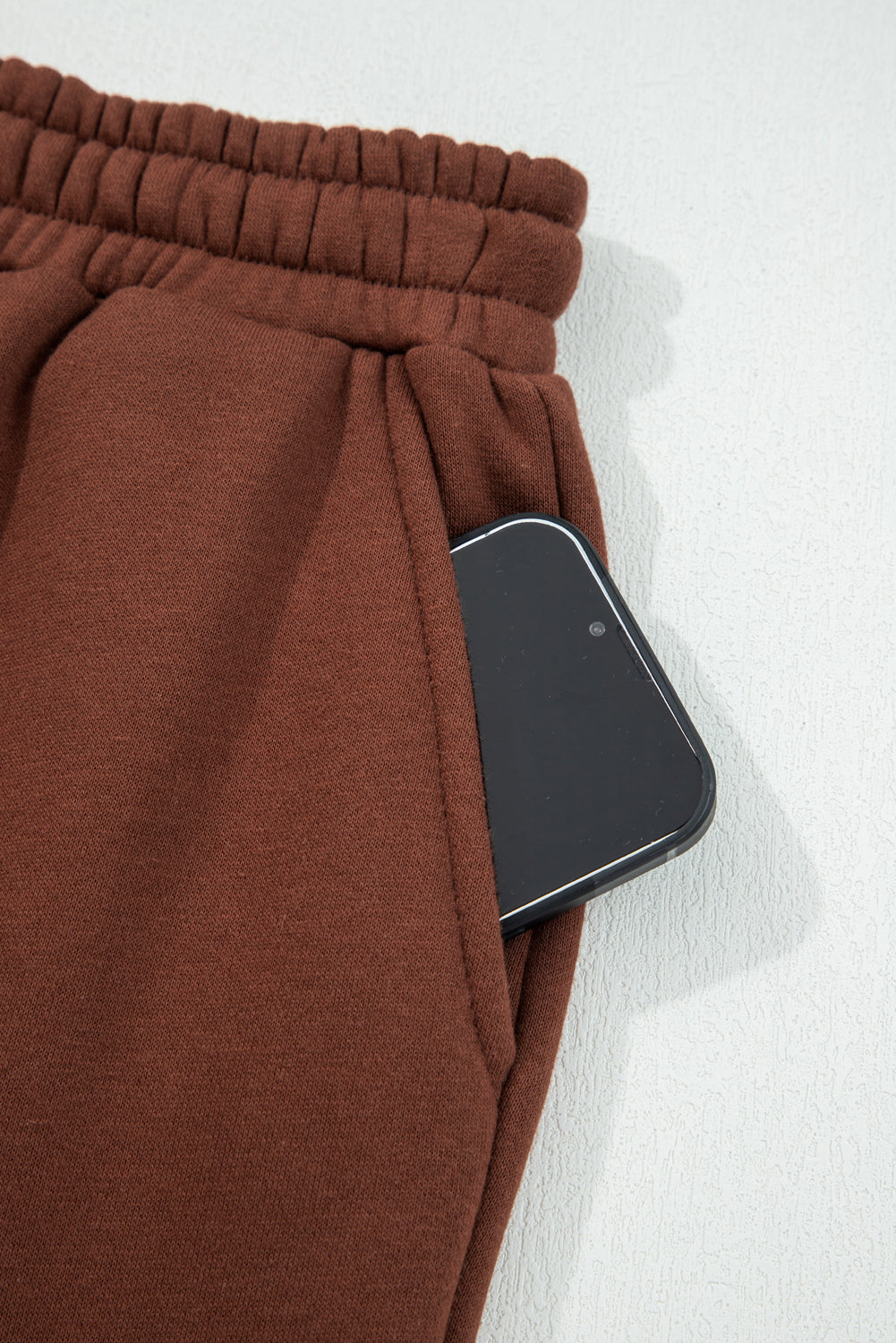 Coffee Fleece Lined Leopard Drawstring Elastic Waist Solid Pants Dear-Lover Dropshipping