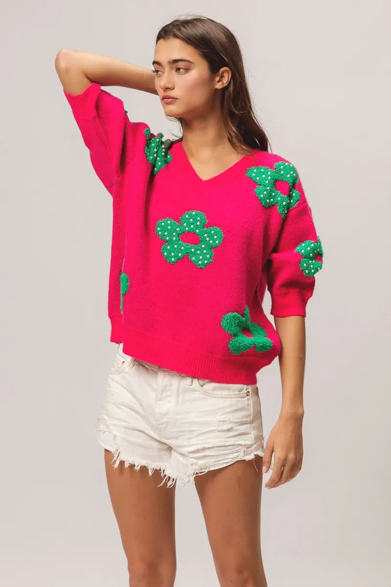 Flowers Sweater Top.