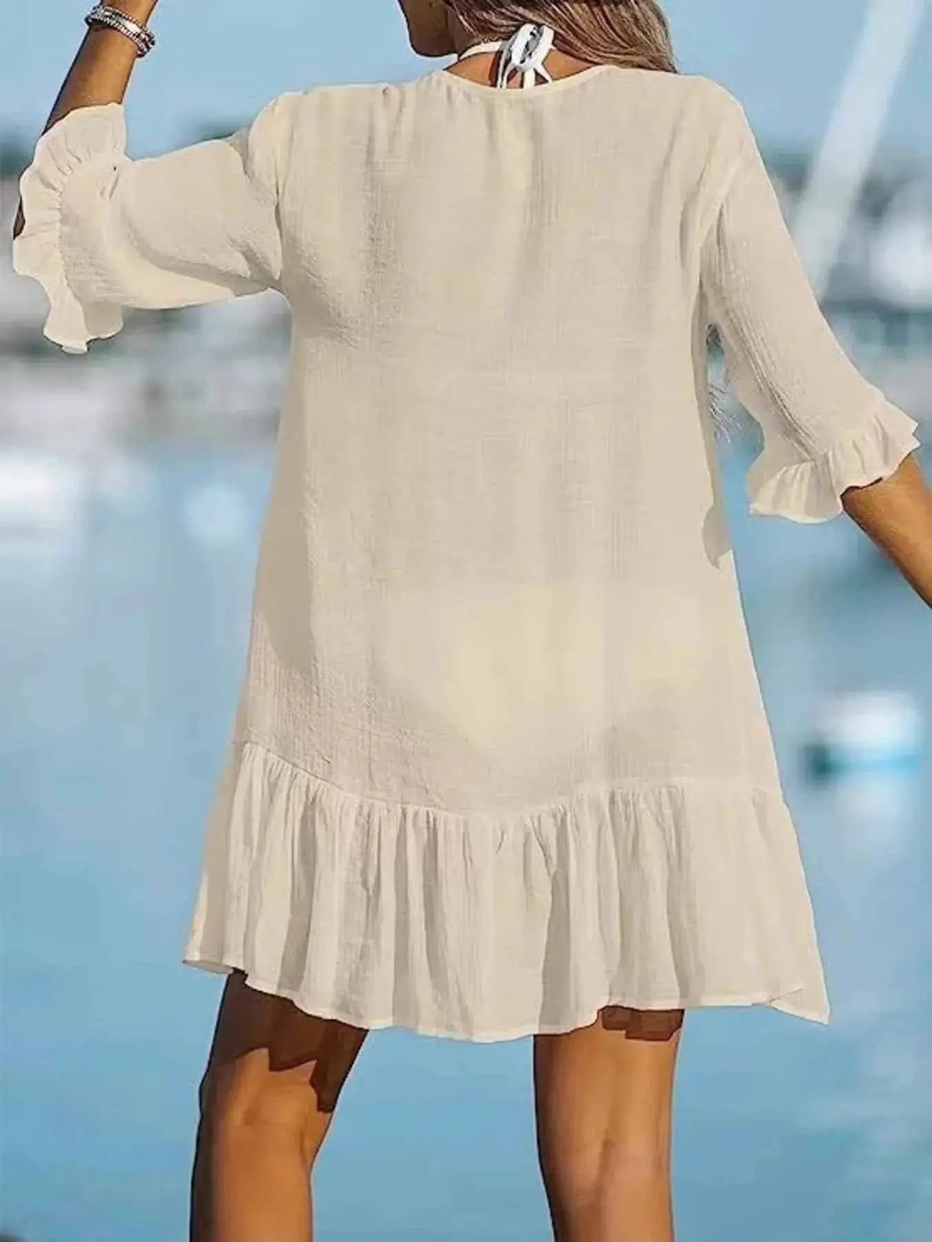 V-Neck Button Down Beach Cover Up Dress.