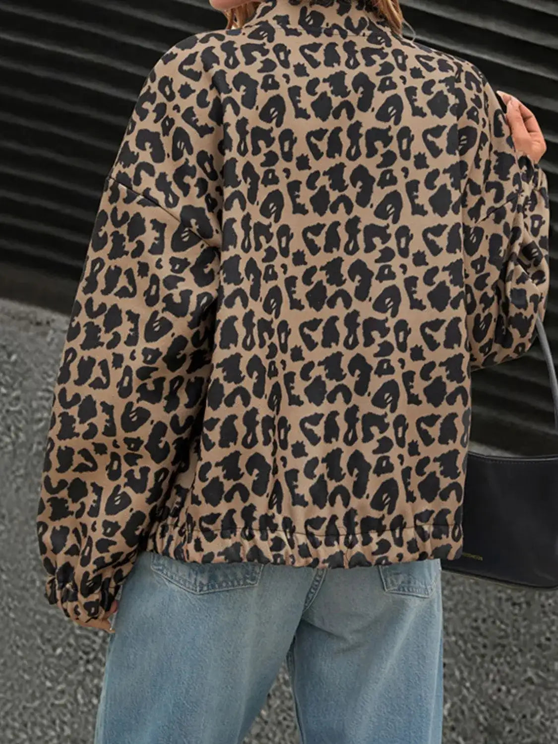 Leopard Print Casual Button Up Jacket.