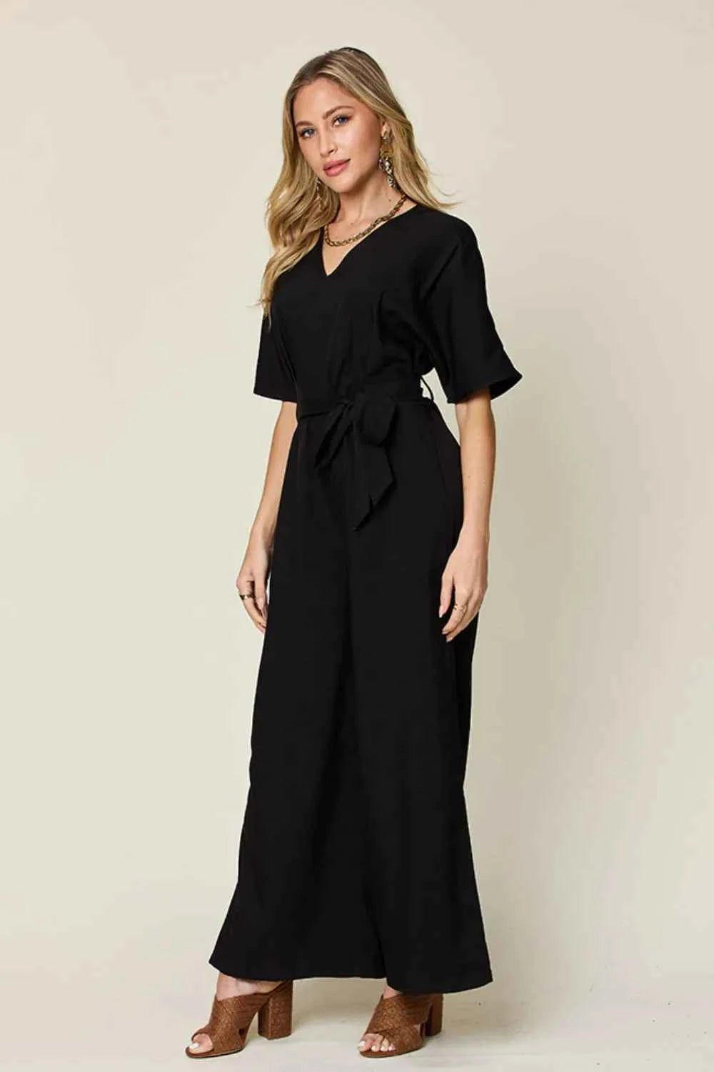 V-Neck Tied Side Slit women Jumpsuit