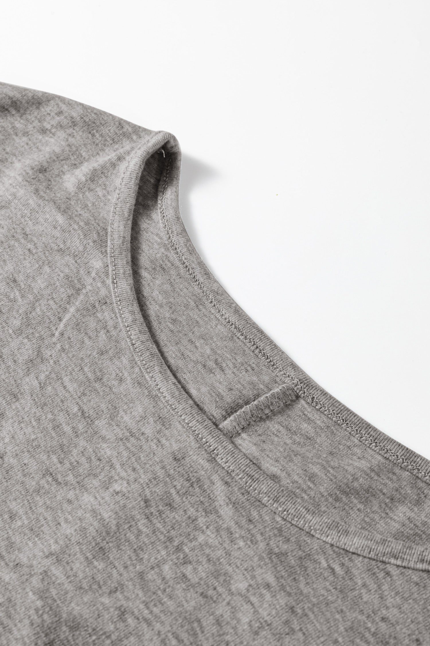 Light Grey Solid Color Extended Cuffs Long Sleeve Top