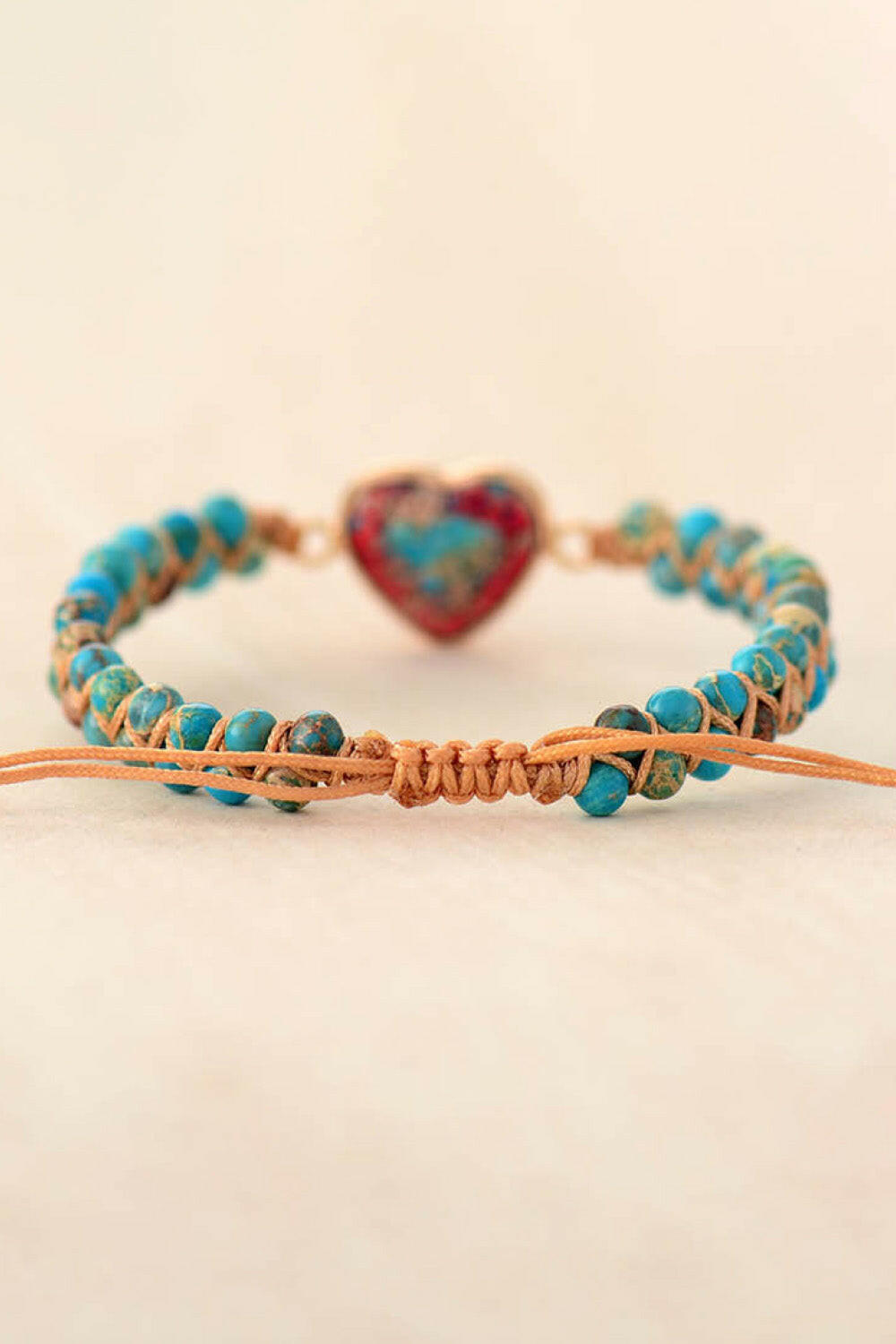 Handmade Heart Shape Natural Stone Bracelet.