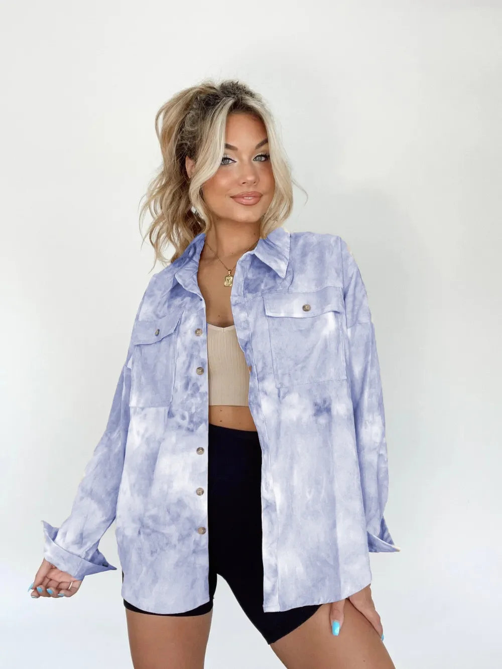 Tie-Dye Button Up Long Sleeve Shirt.