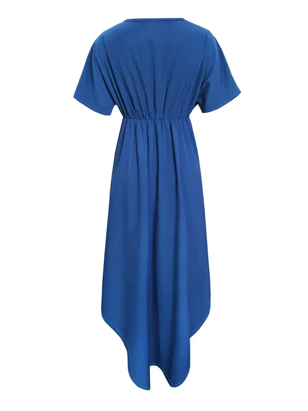 Twisted High-Low Short Sleeve Blouse.