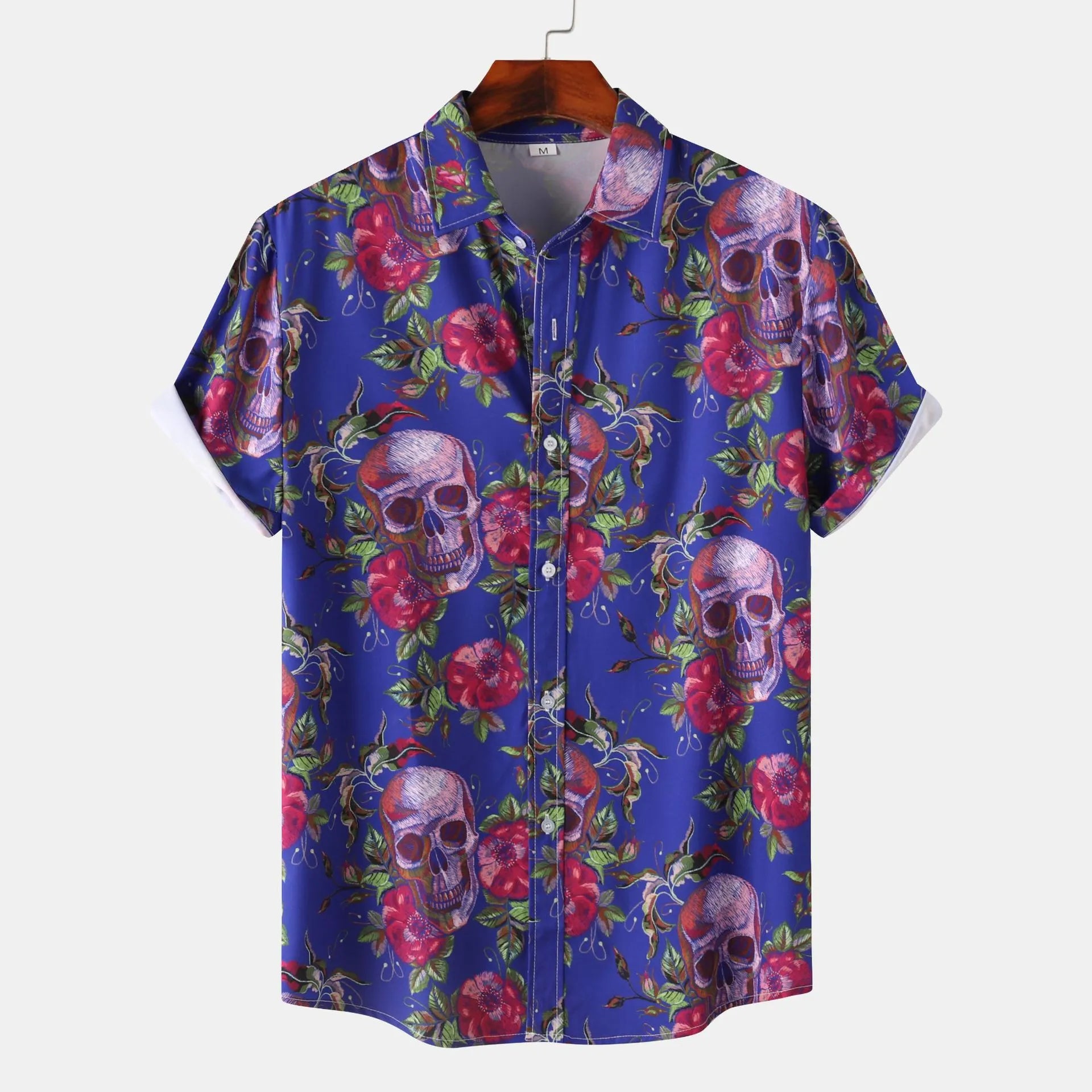 Men's Full Size Printed Short Sleeve Casual Shirt Plus Size.