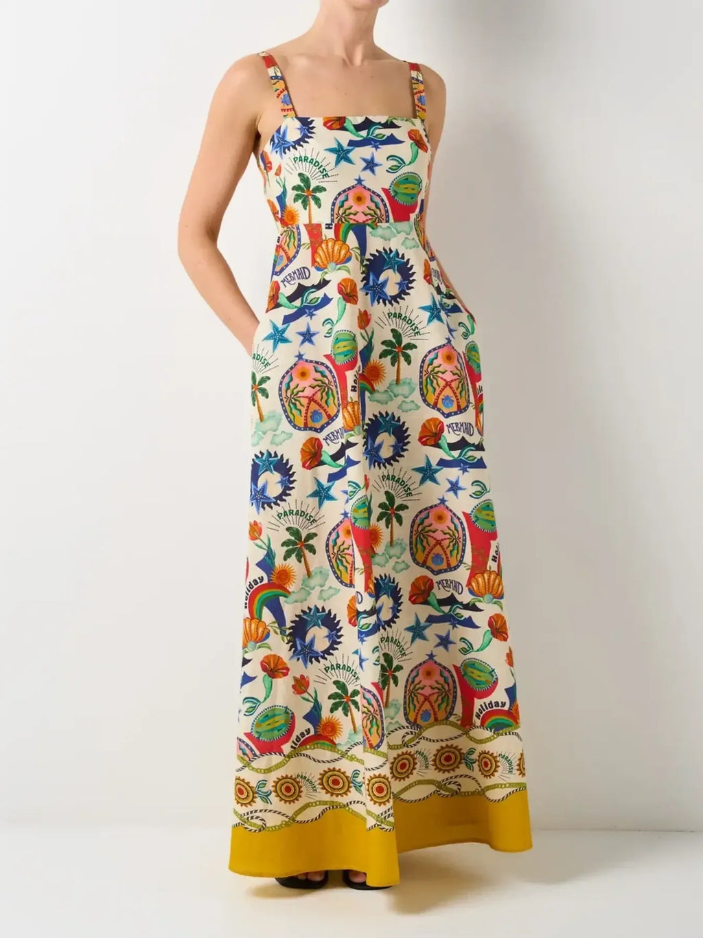 Flowery Square Neck Maxi Cami Dress.