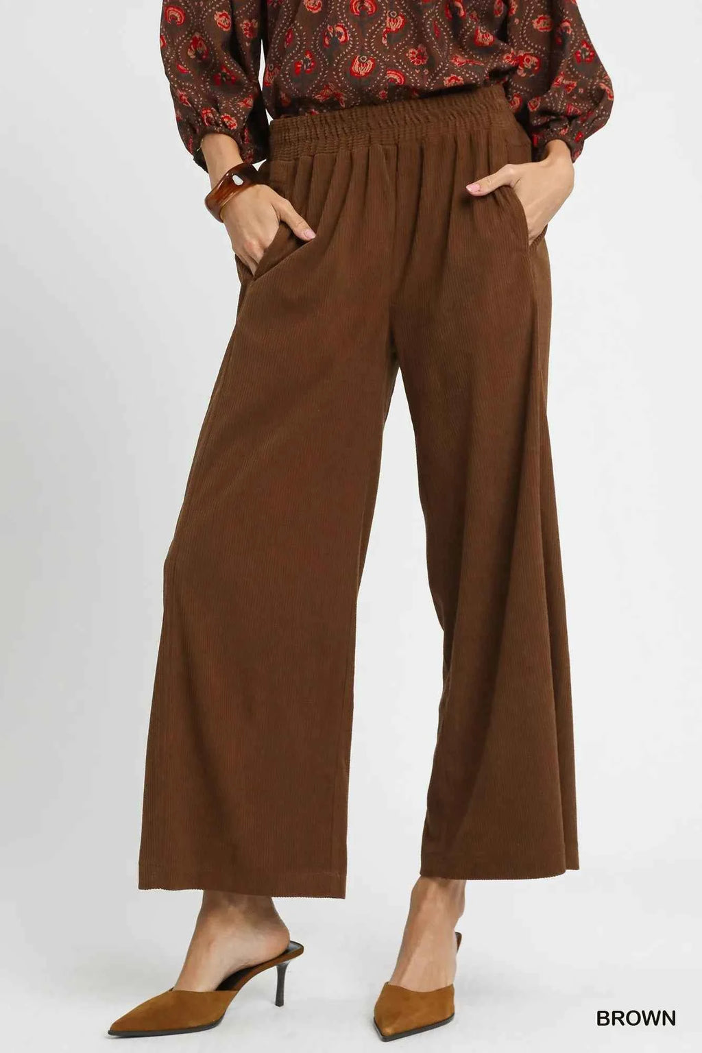 Umgee Wide-Leg Corduroy Pants
