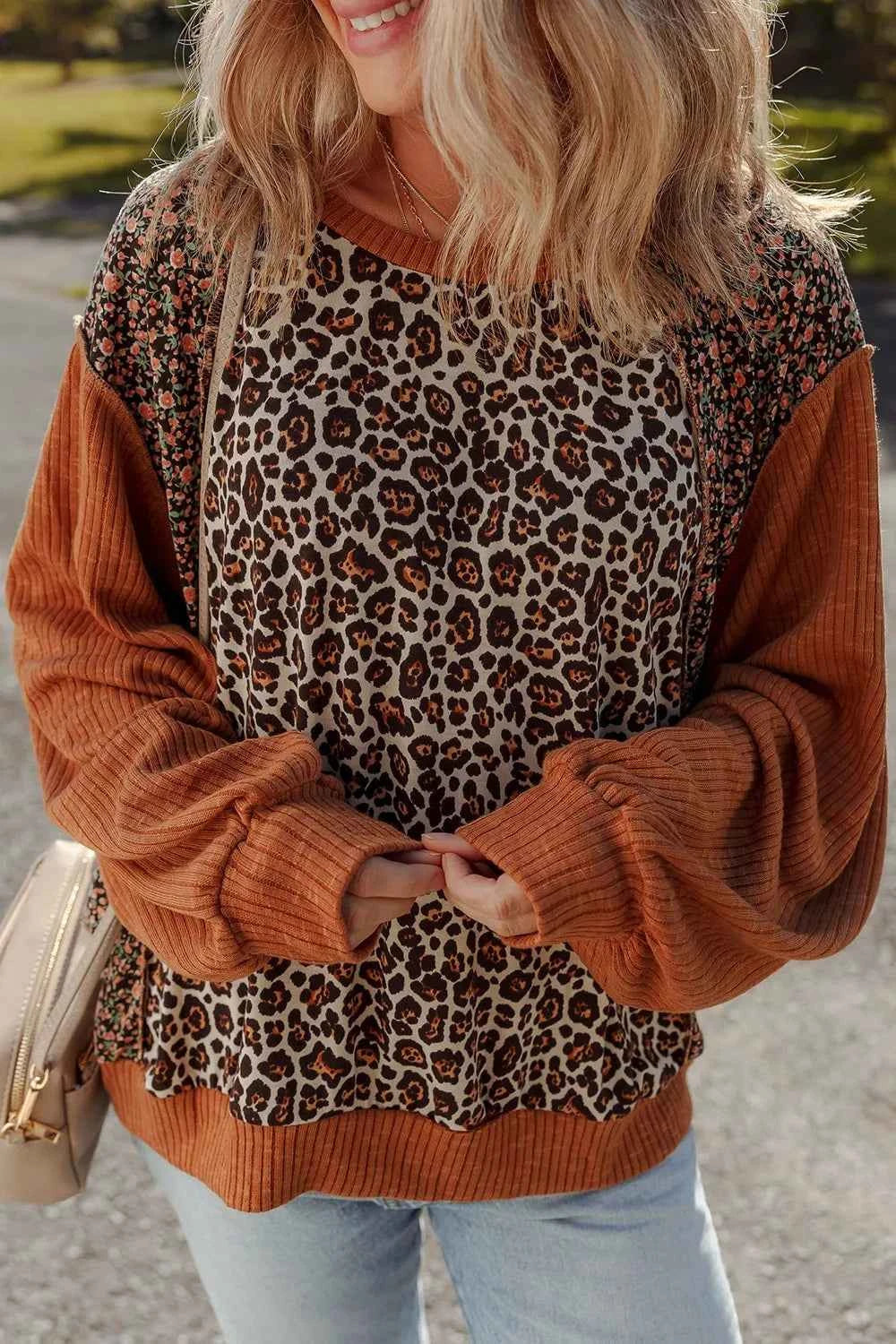 Leopard Print Long Sleeve Sweatshirt