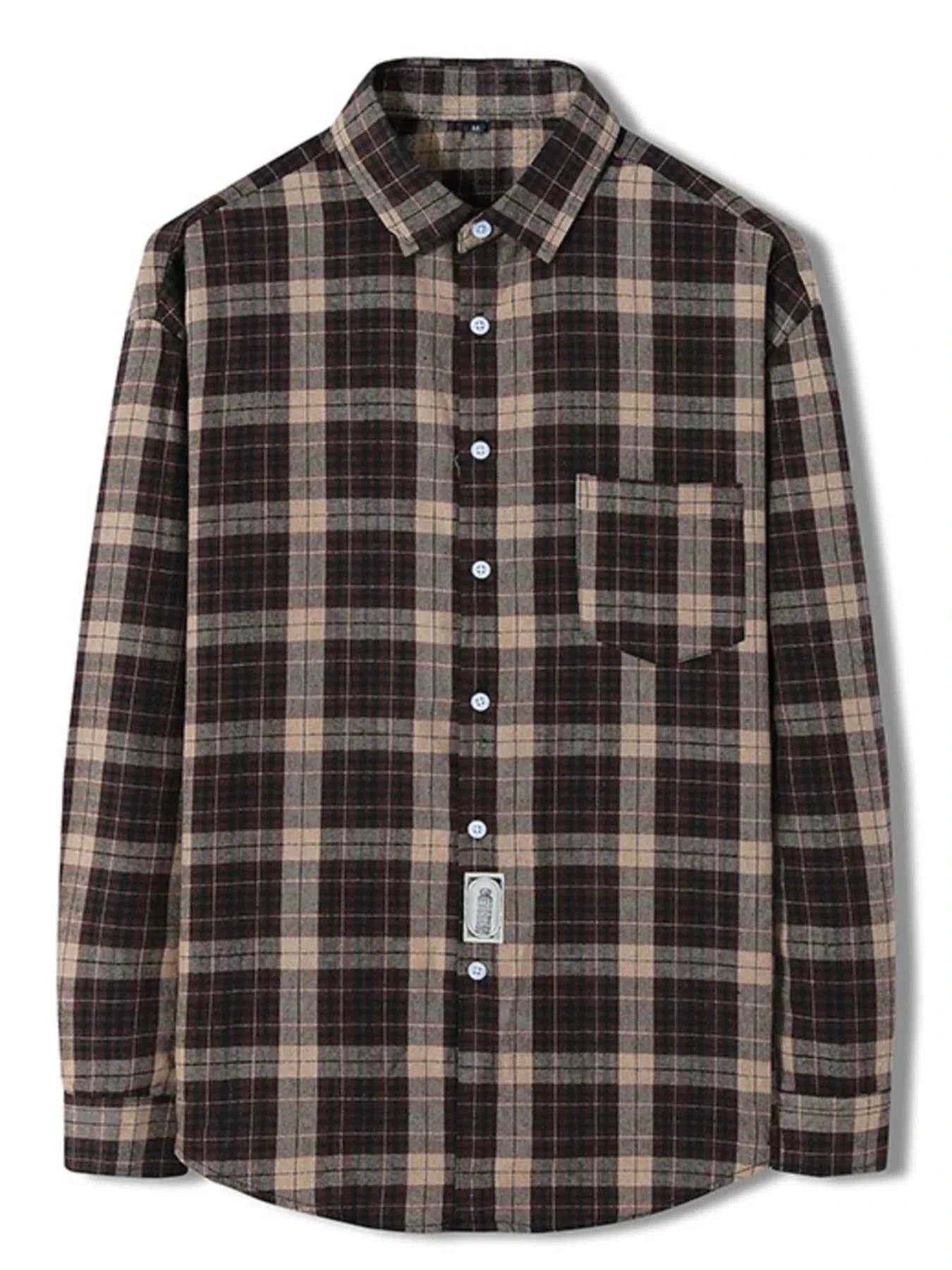 Men's Plus Size Classic Plaid Long Sleeve Shirt