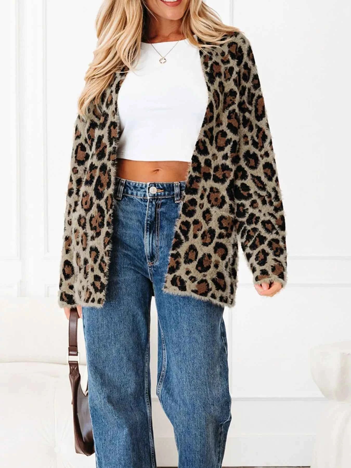 Leopard Open Casual Cardigan