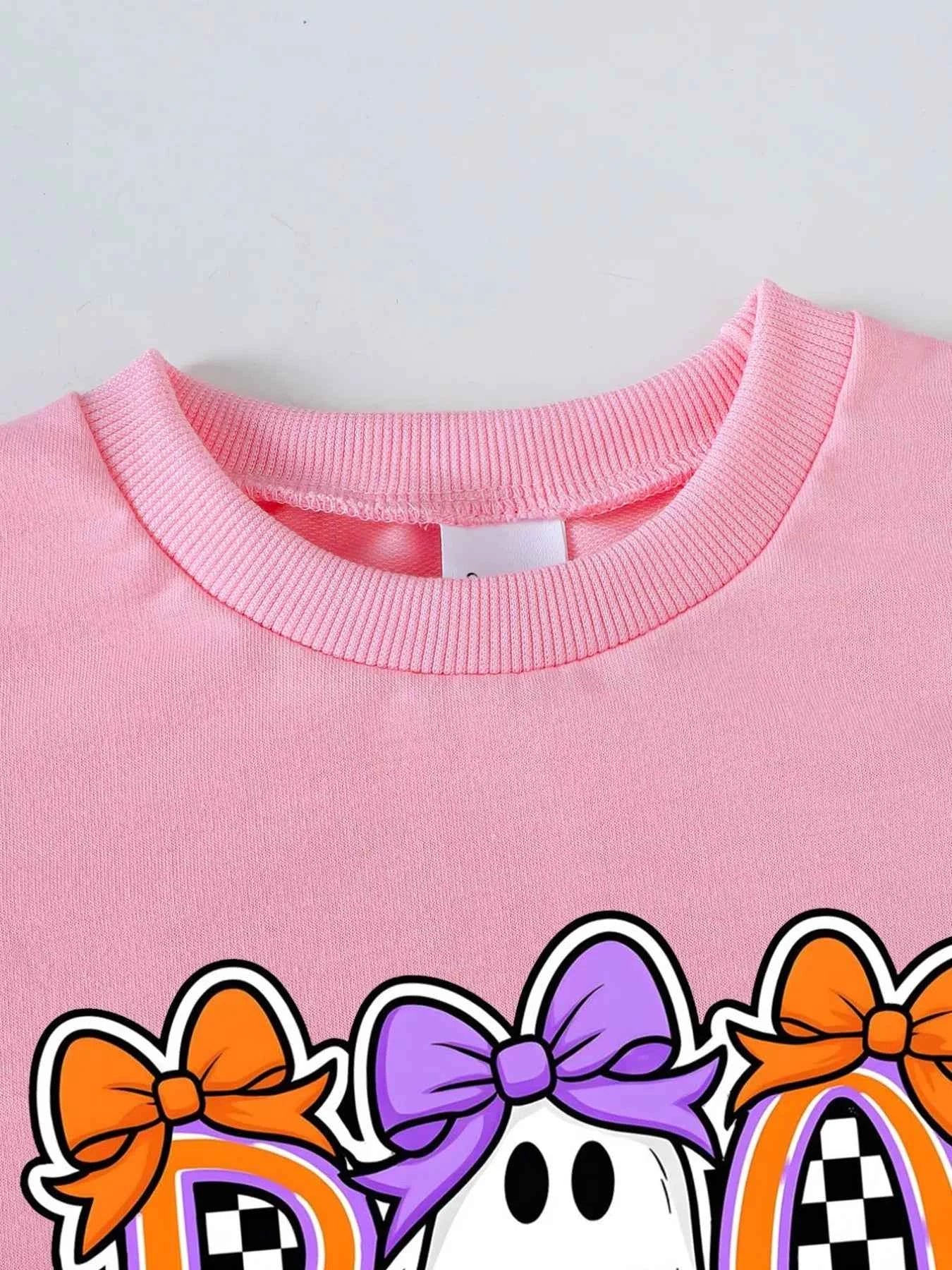 Children's Halloween Graphic Sweatshirt and Flare Pants Set