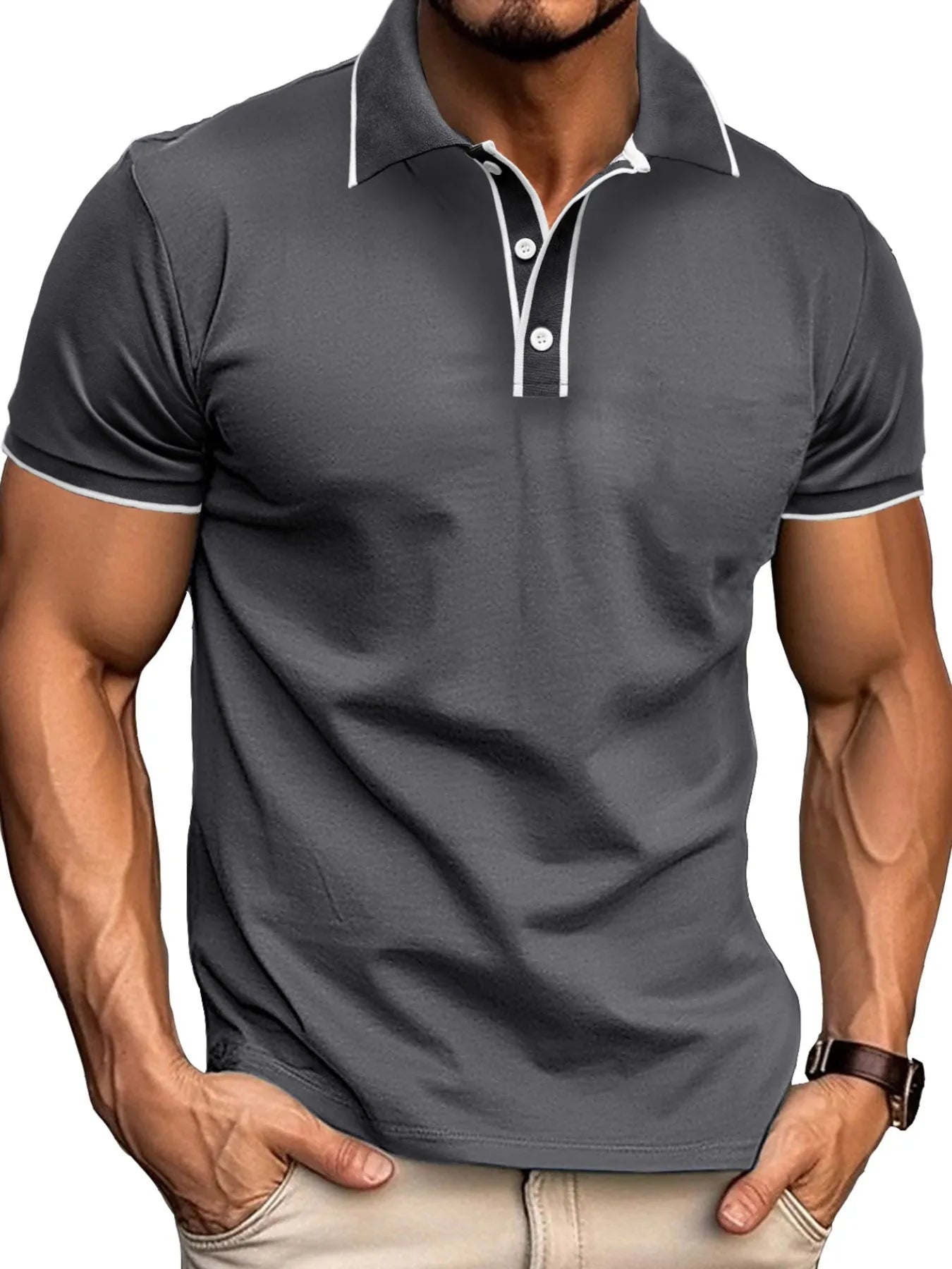 Men's Slim Fit Polo Shirt with Contrast Trim.