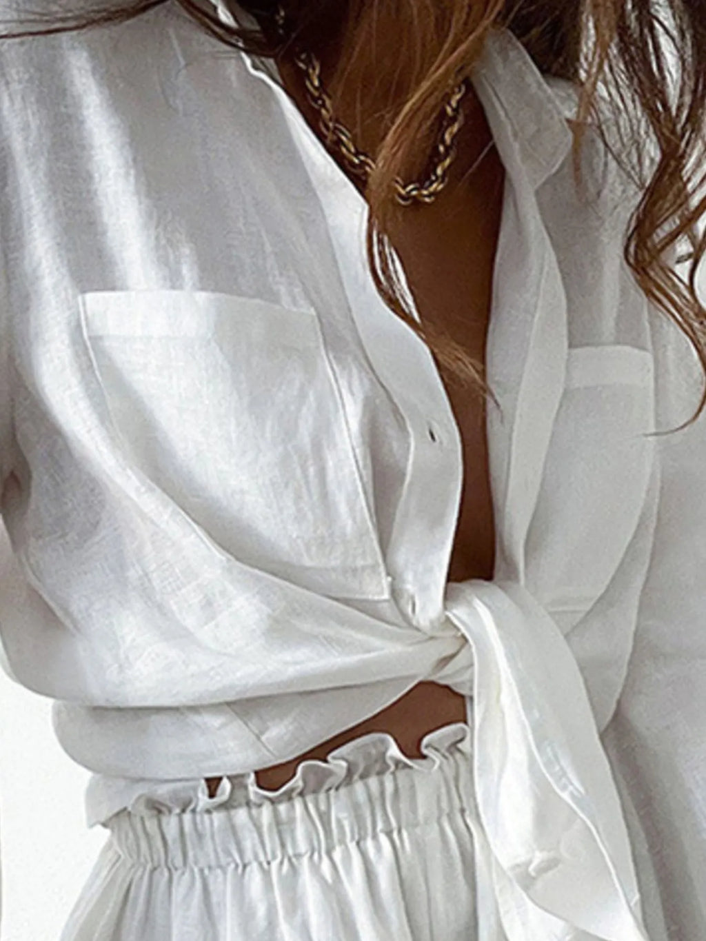 Balloon Sleeve Top and Shorts Set Plus Size.