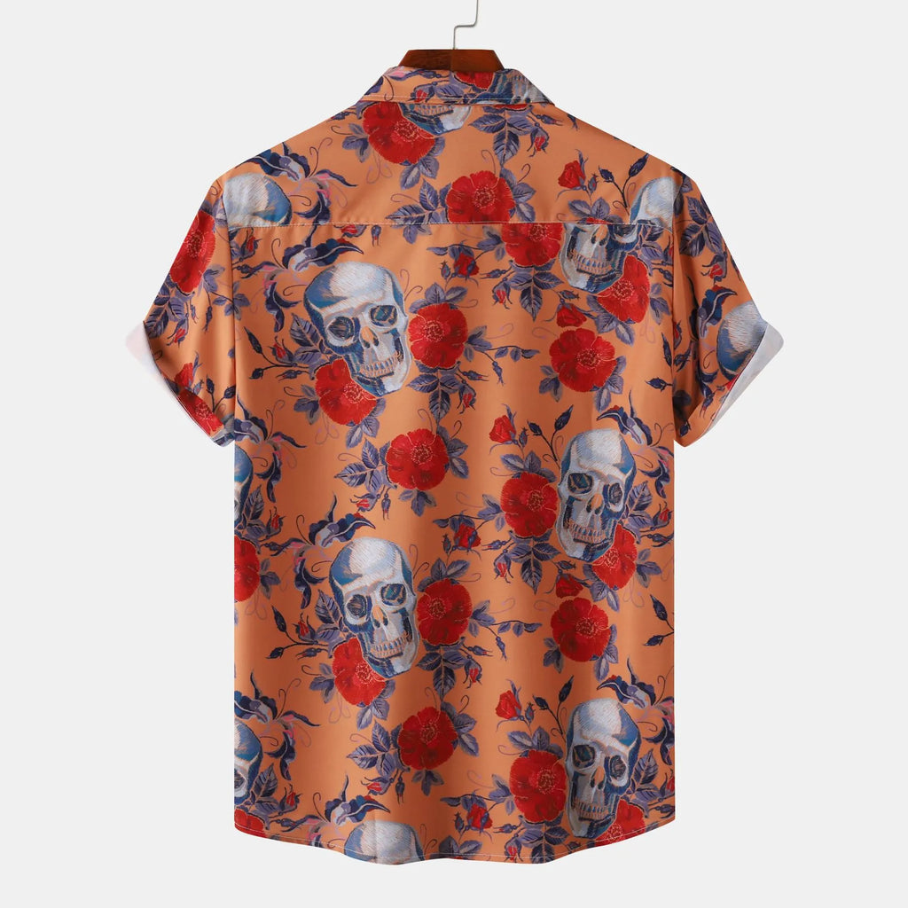 Men's Full Size Printed Short Sleeve Casual Shirt Plus Size.