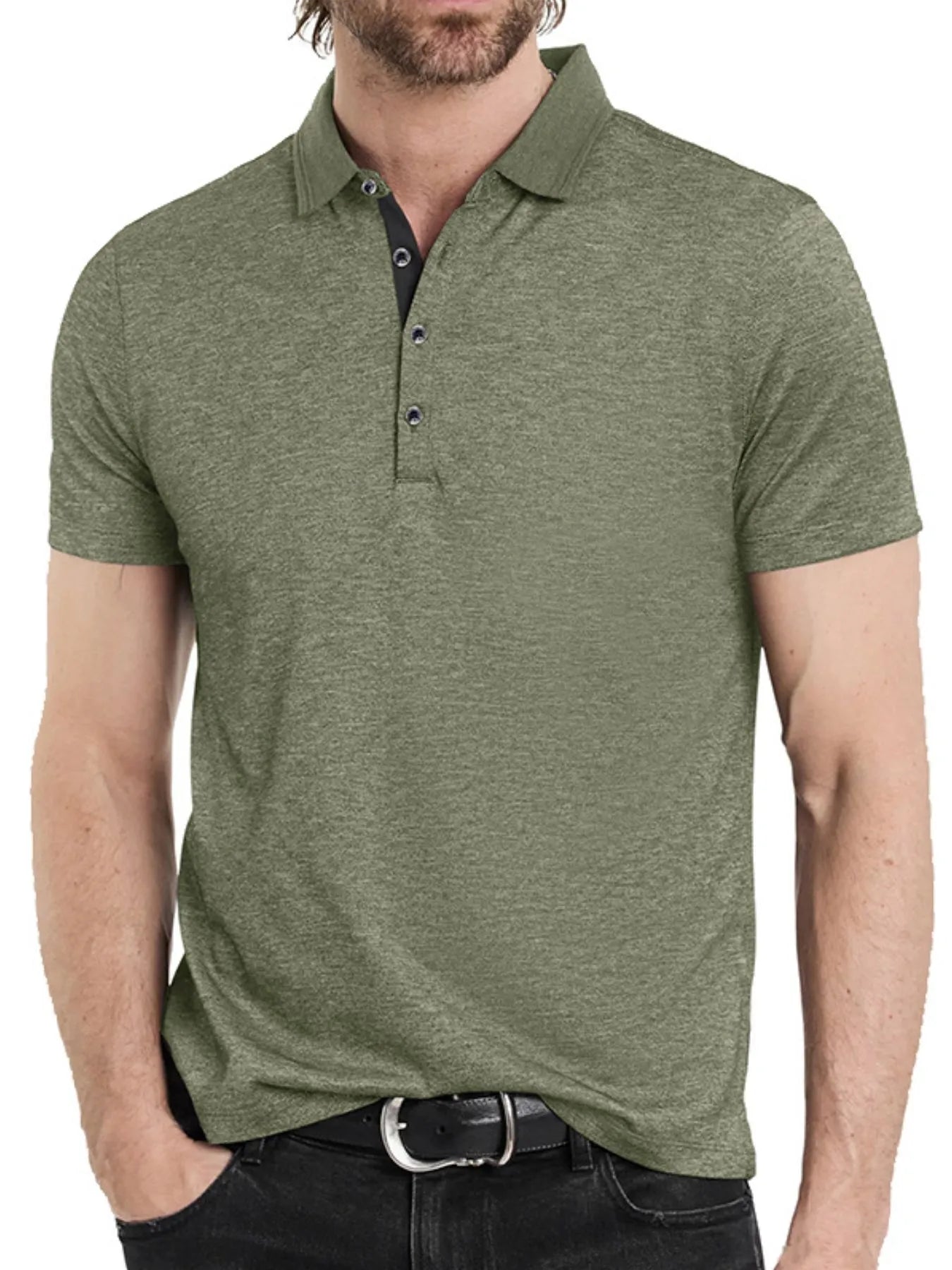 Men's Classic Heathered Short Sleeve Polo Shirt.