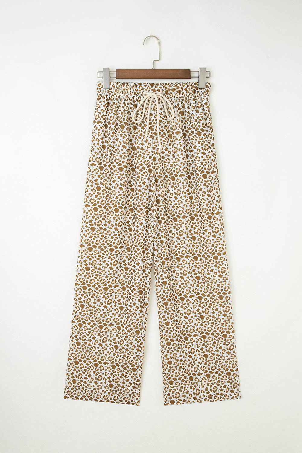 Khaki Leopard Drawstring Elastic Waistband Loose Pants Dear-Lover Dropshipping
