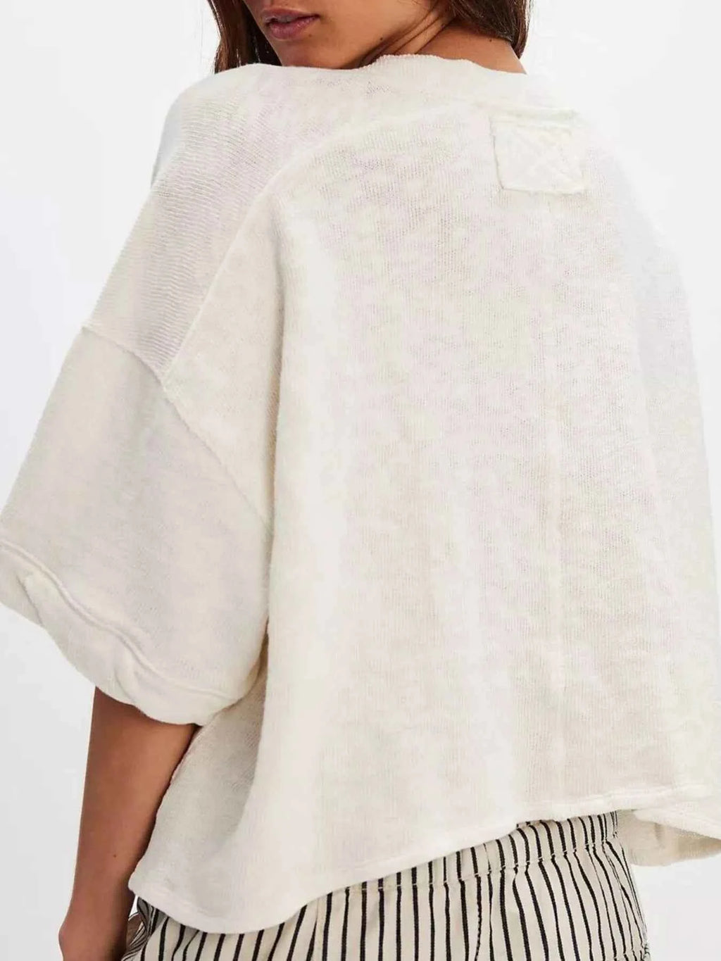 Button-Front Half Sleeve Cardigan