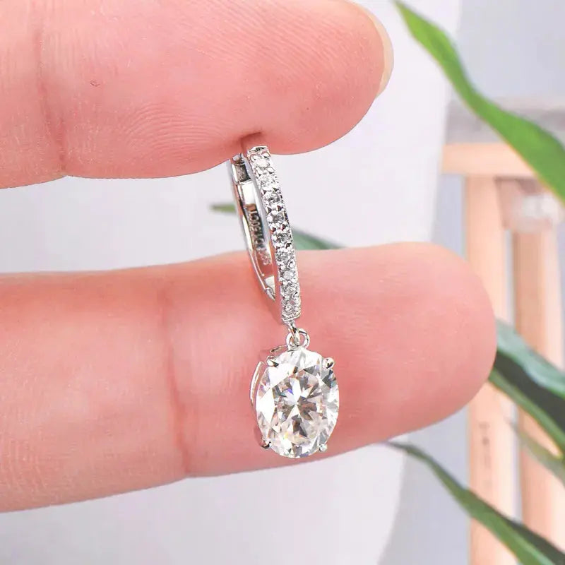 3 Carat Moissanite 925 Sterling Silver Earrings.
