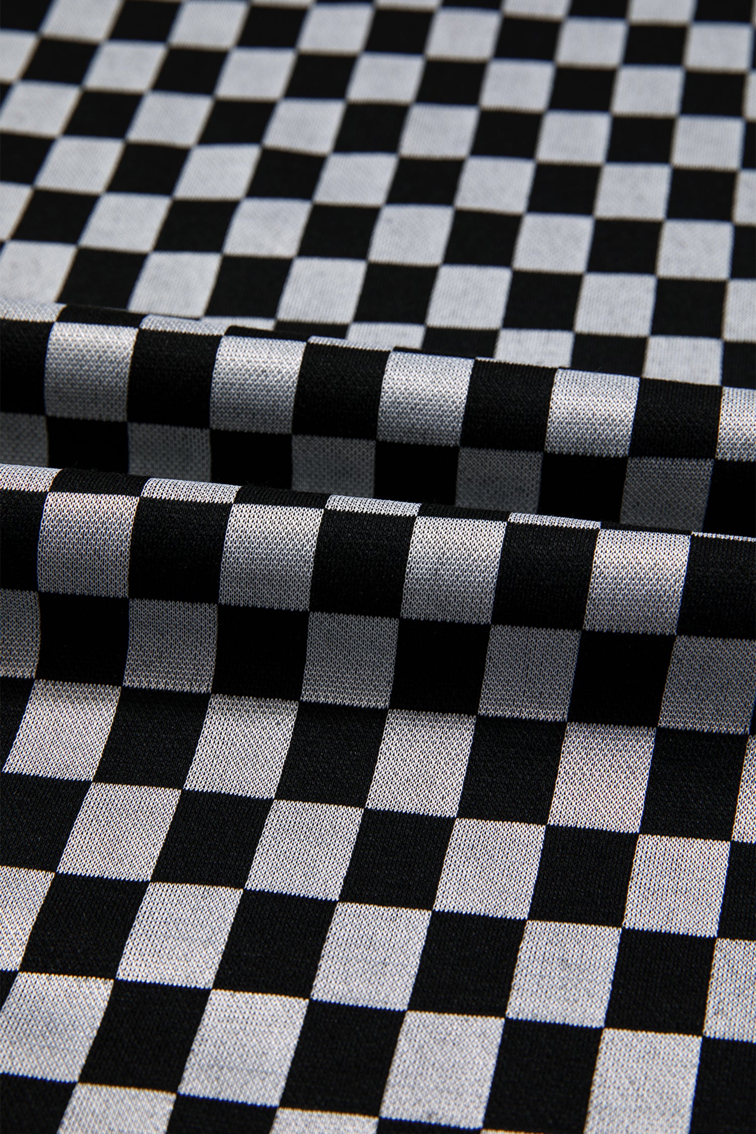 White Checkerboard Drawstring Waist Casual Pants