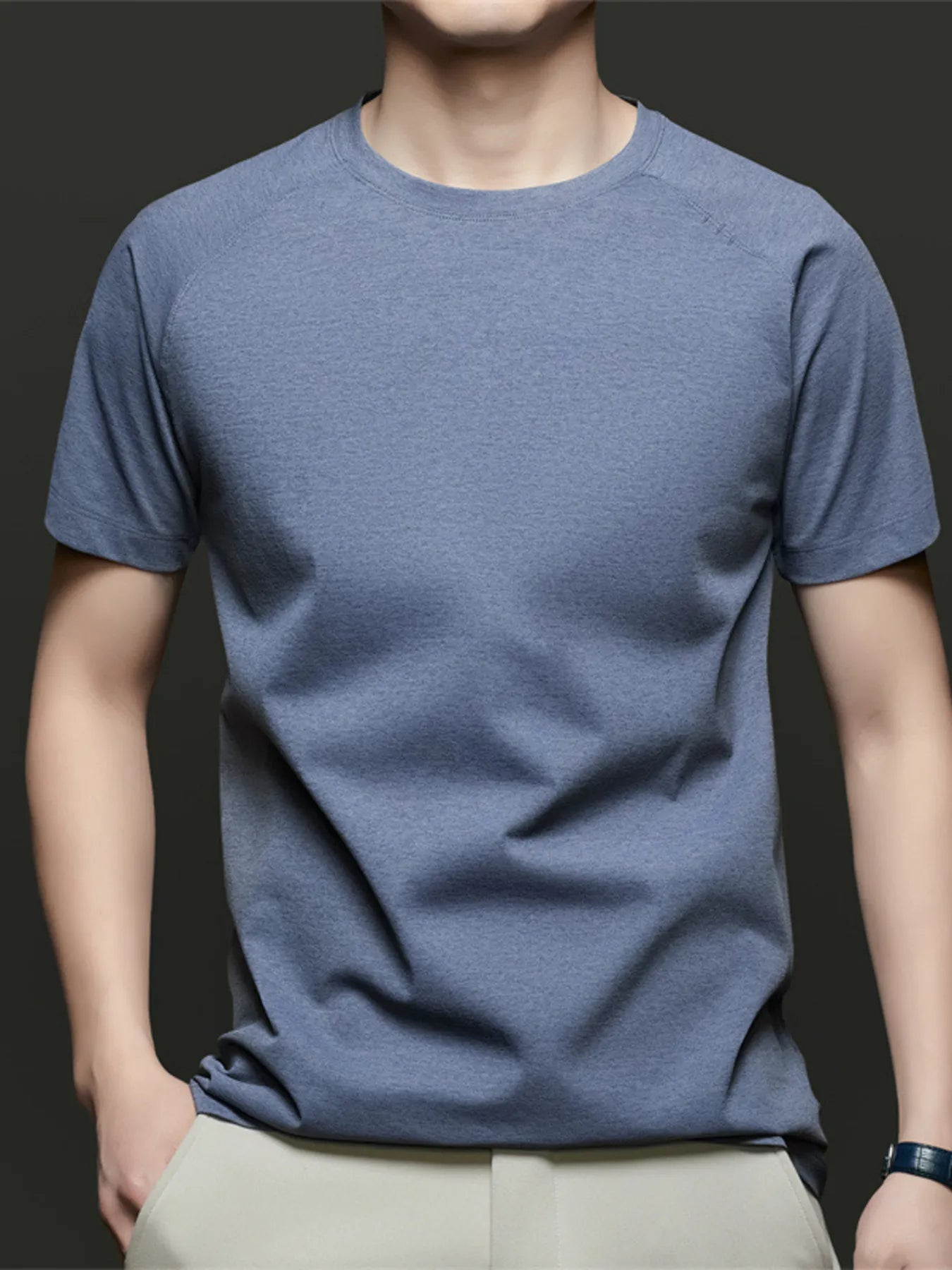 Men's Plus Size Round Neck Short Sleeve T-Shirt.