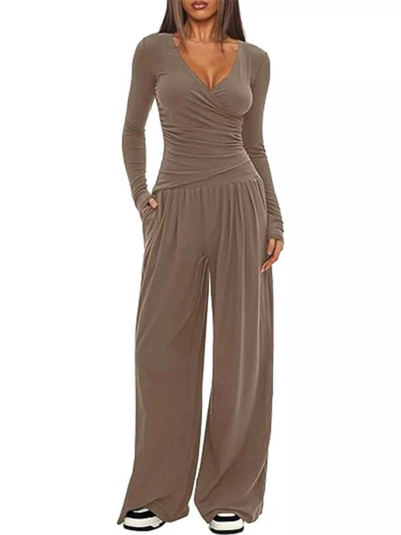 Casual Long Sleeve Top and Pants Two-Piece Set