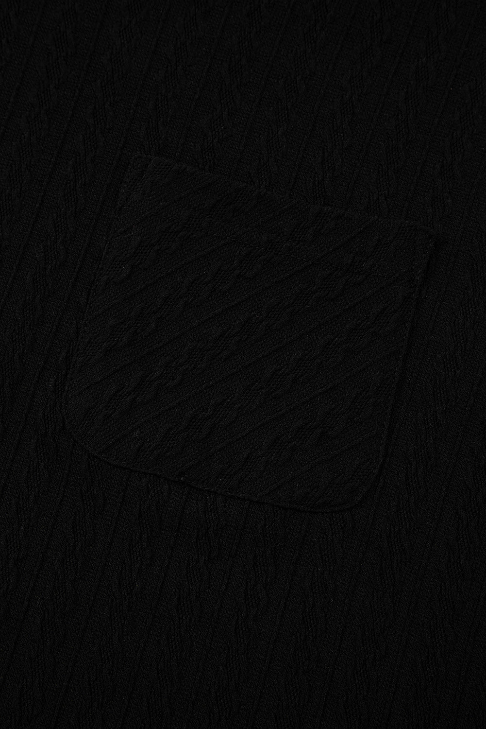 Black Textured Chest Pocket Long Sleeve Top 2Pcs Pants Set Dear-Lover Dropshipping