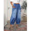 High-waiste Retro-style Denim Capri Pants