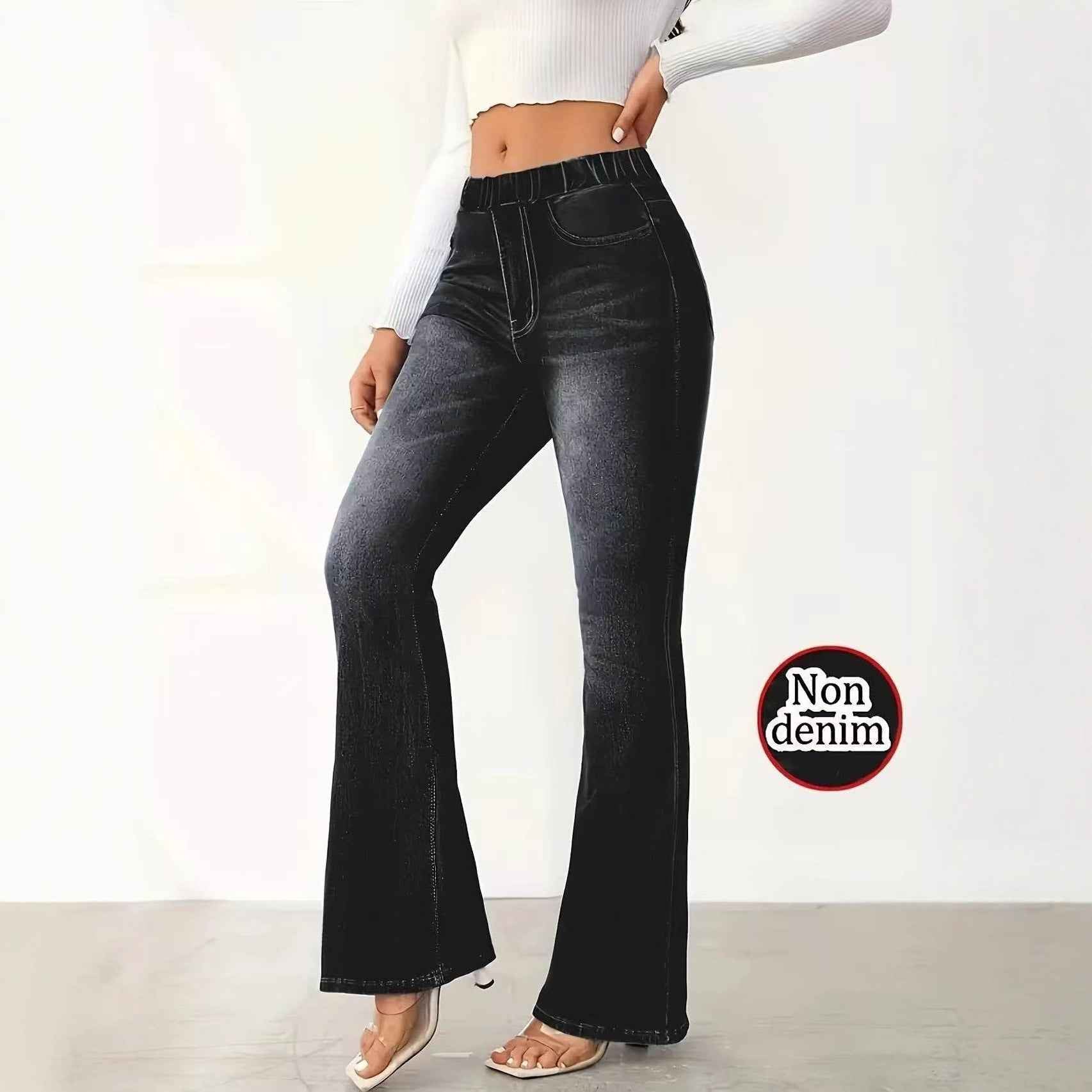 Denim Printing Hip-lift And Belly Shaping Waist Fitness Leggings
