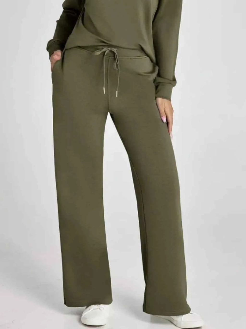 Full Size Johnny Collar Long Sleeve Top and Pants Plus Size