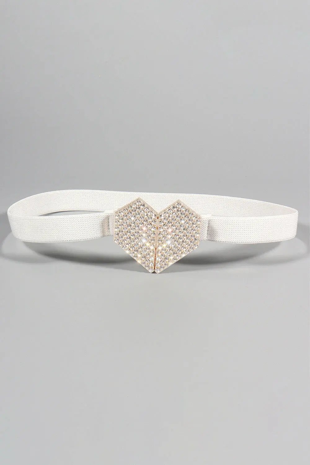 Rhinestone Heart Buckle Elastic Belt.
